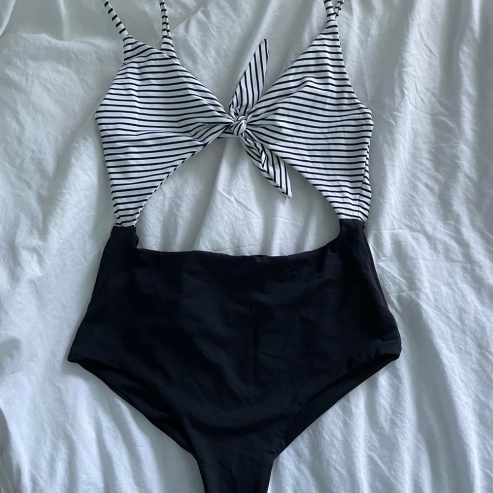 black and white striped one piece from subdued